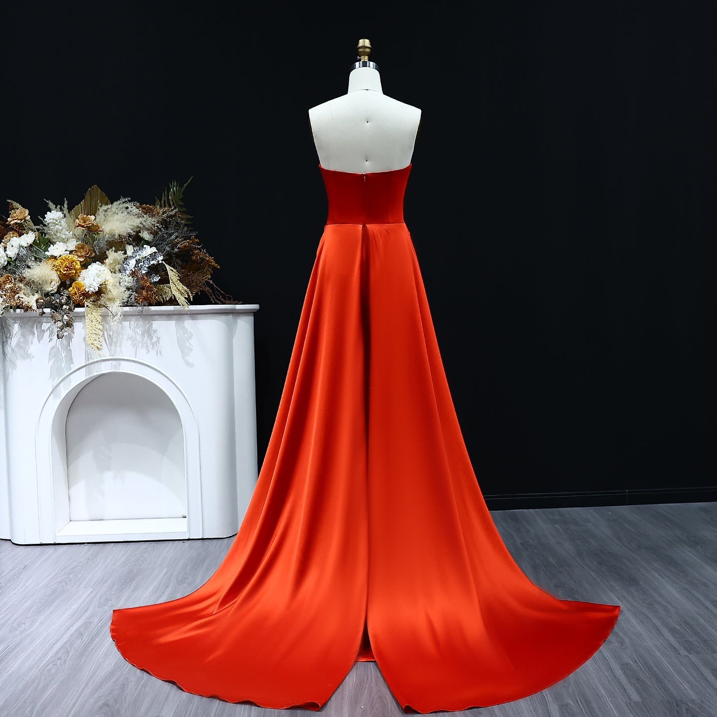 Elegant Red Strapless Evening Dresses with Overskirt SF255