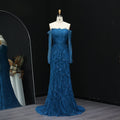 Luxury Turquoise Long Sleeves Mermaid Evening Dress SF519