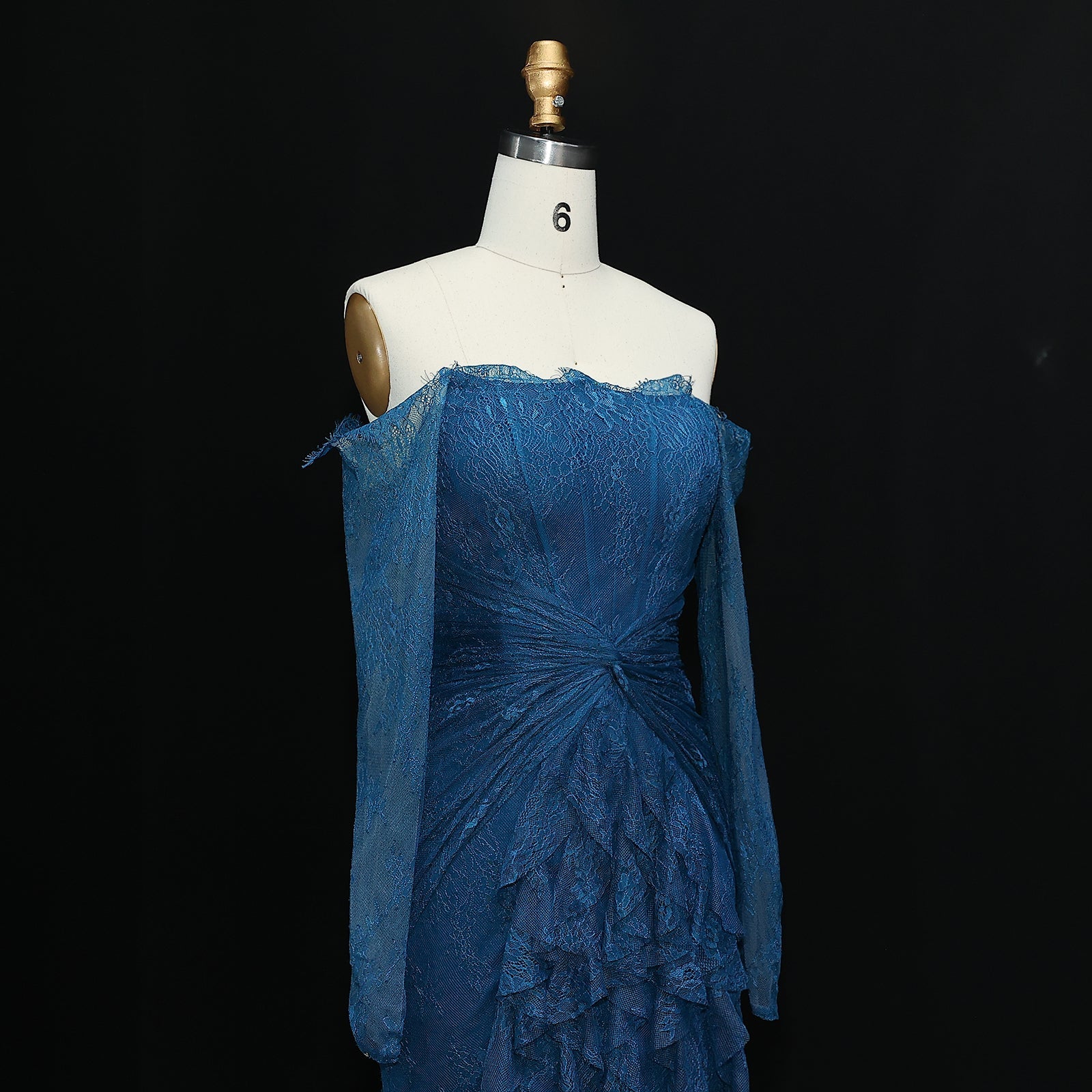 Luxury Turquoise Long Sleeves Mermaid Evening Dress SF519