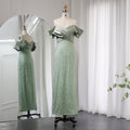 Elegant Tassel Sage Green Off Shoulder Evening Dress SS667