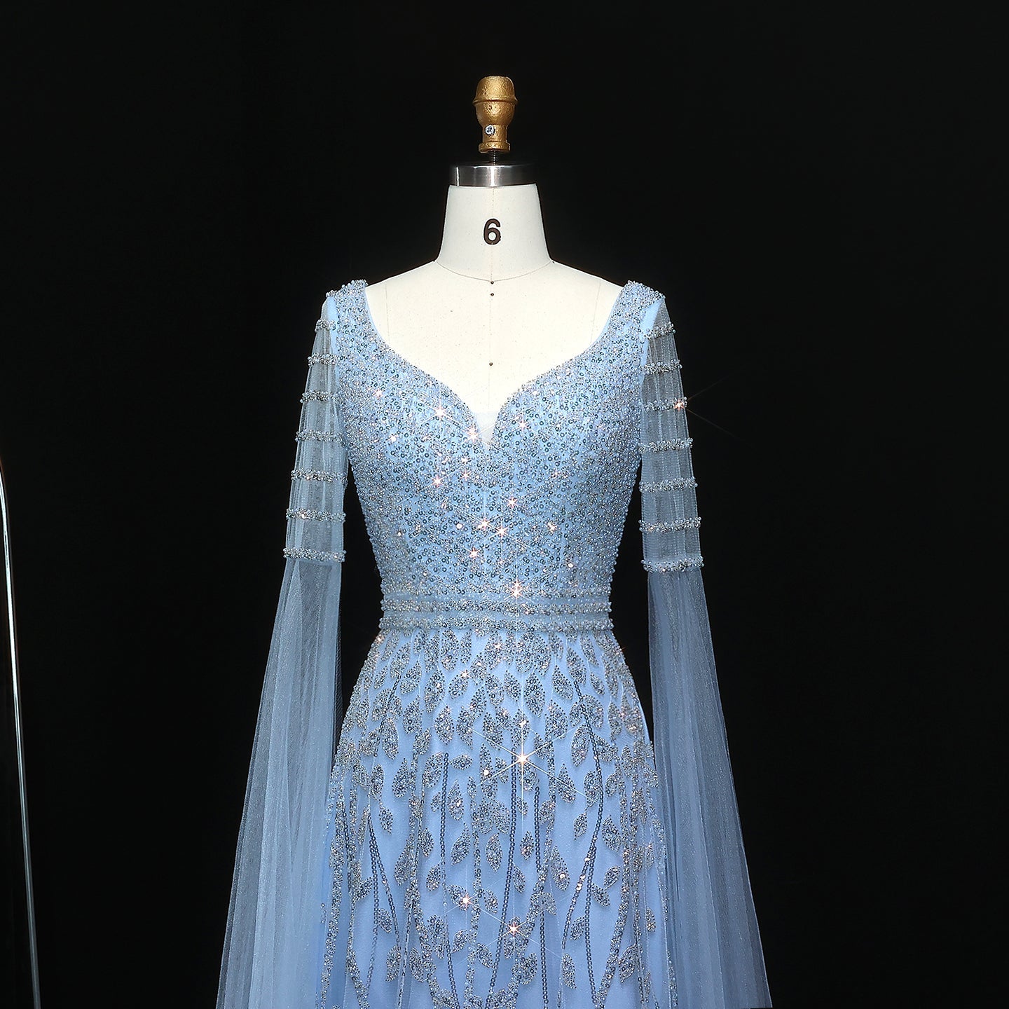 Elegant Pink Beaded Evening Dress with Cape Sleeves SS034