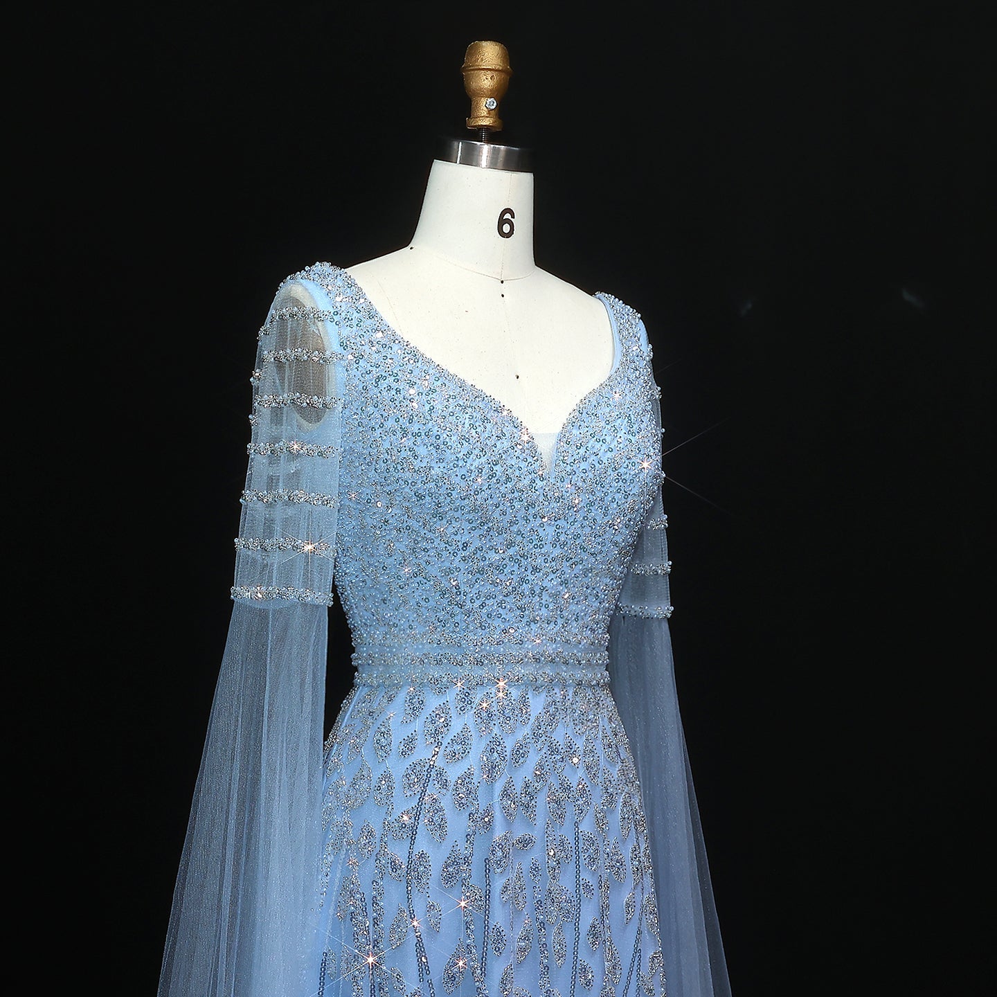 Elegant Pink Beaded Evening Dress with Cape Sleeves SS034