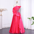 Stunning Fuchsia Scalloped Evening Dress with Slit SS581