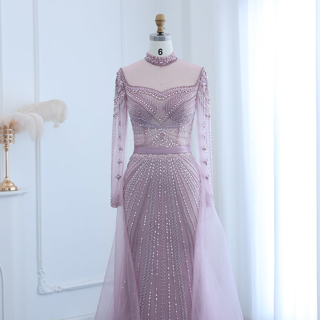 Luxury Champagne Evening Dress with Detachable Overskirt SS265