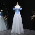 Elegant Blue and White Gradient Fairy Crystal Corset Evening Dress SF247