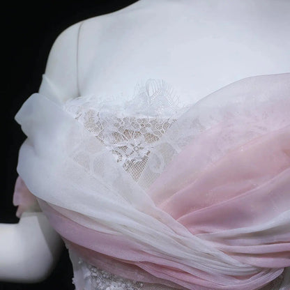 Glamorous Blush Pink Off-the-Shoulder Draped Sequin Evening Dress SS519