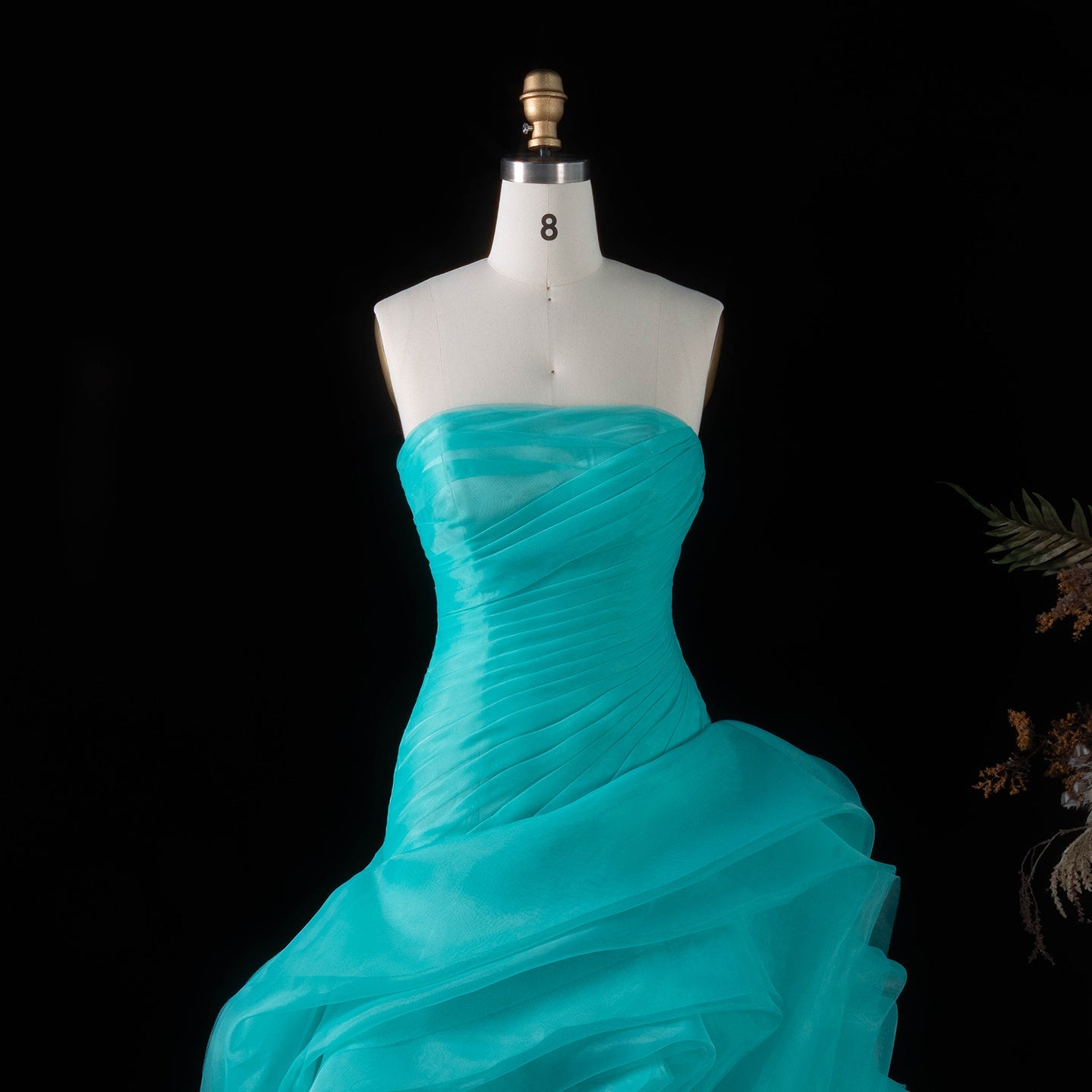 Elegant Strapless Ruffles Pink Evening Dress SF040