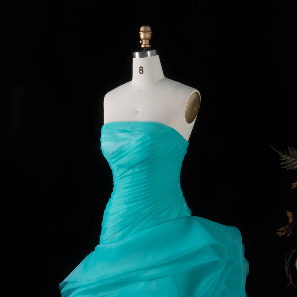 Elegant Strapless Ruffles Pink Evening Dress SF040
