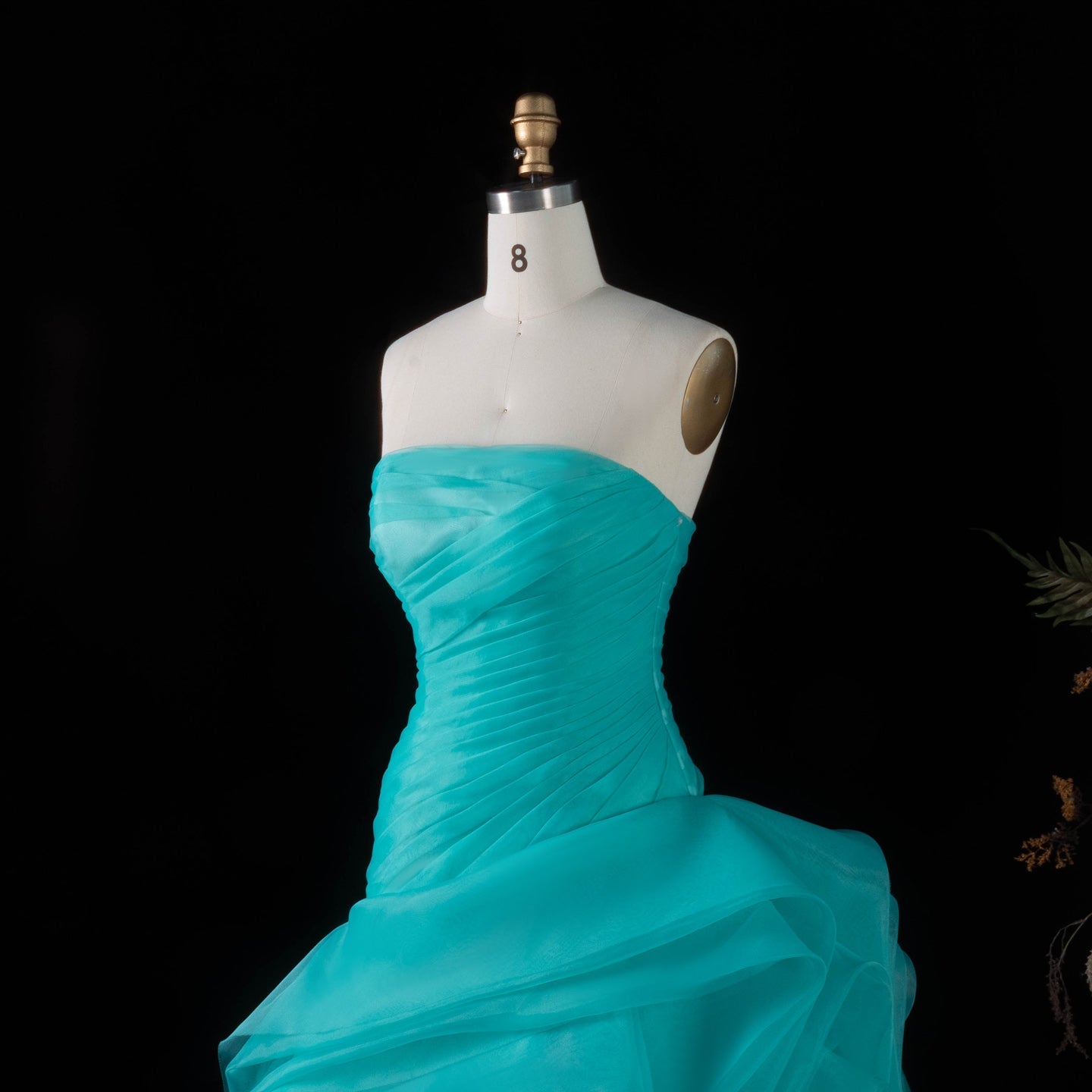 Elegant Strapless Ruffles Pink Evening Dress SF040
