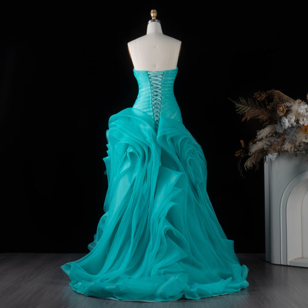 Elegant Strapless Ruffles Pink Evening Dress SF040