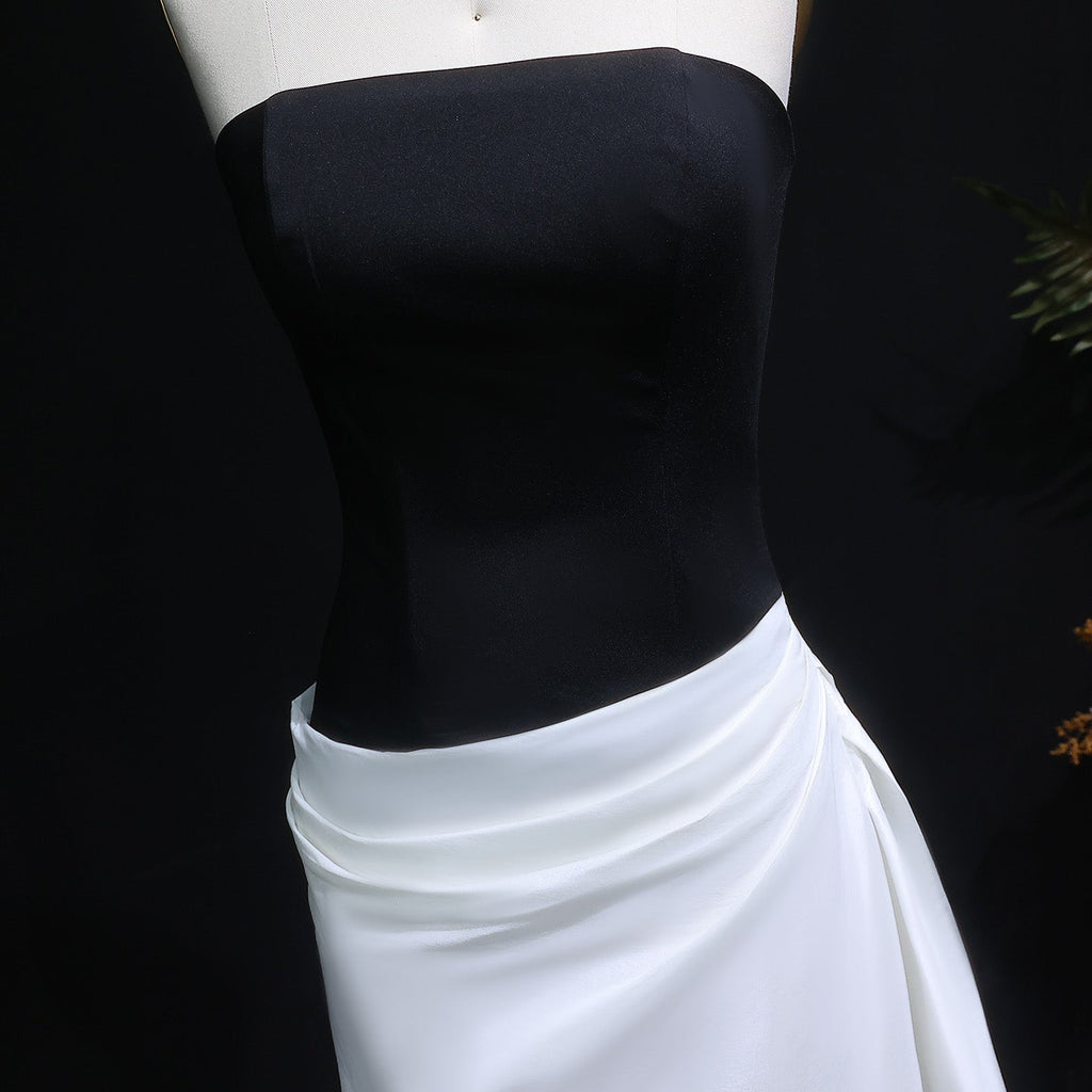 Elegant Black and White Mermaid Evening Dress with Overskirt SF014