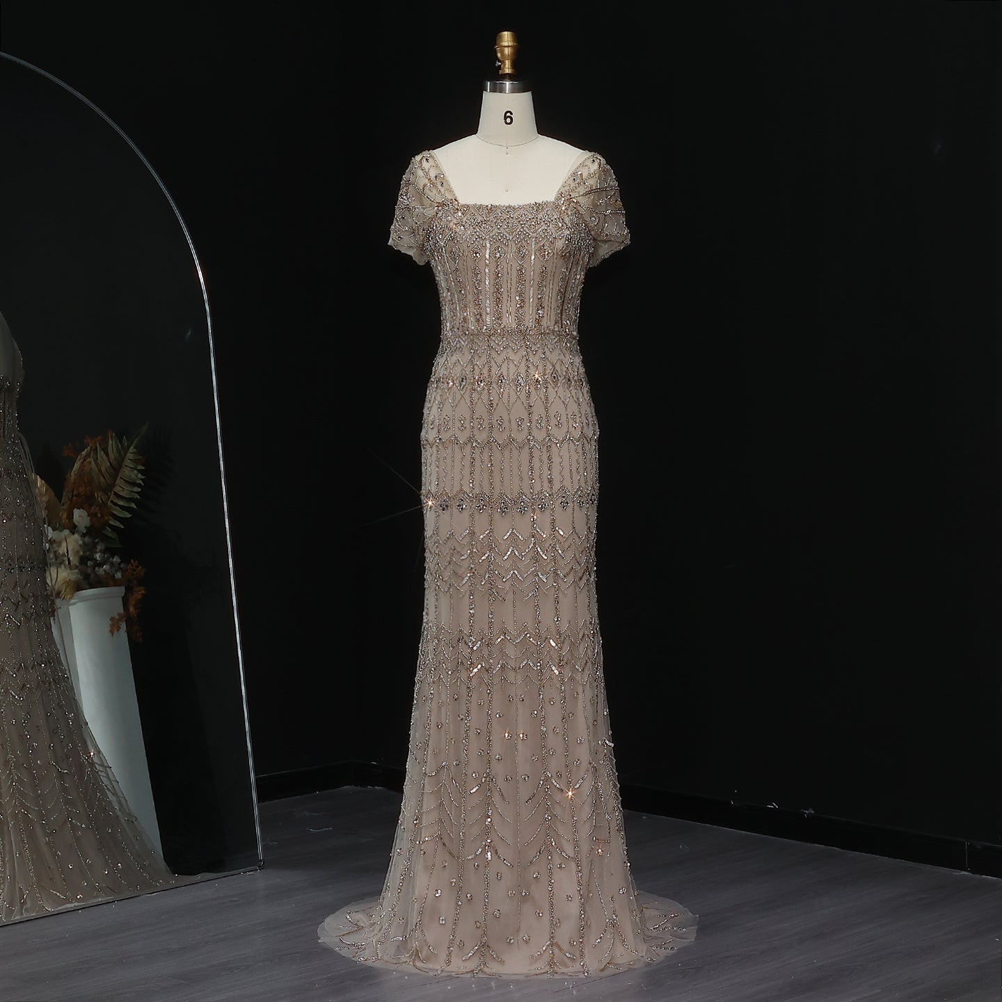Luxury Beaded Off-Shoulder Mermaid Evening Dress SS291