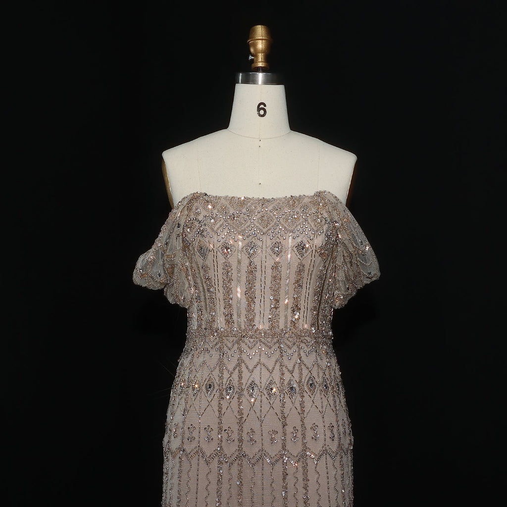 Luxury Beaded Off-Shoulder Mermaid Evening Dress SS291