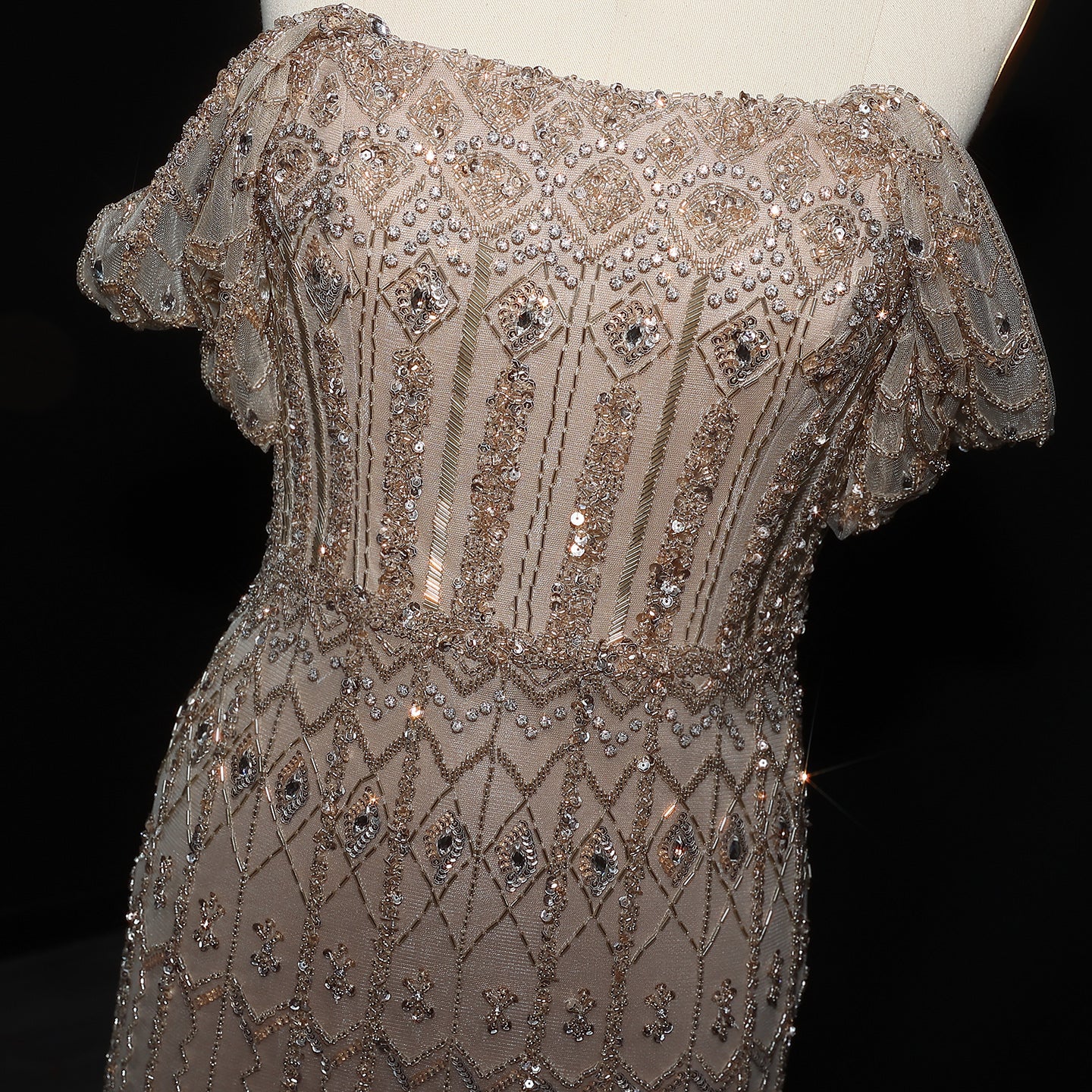 Luxury Beaded Off-Shoulder Mermaid Evening Dress SS291