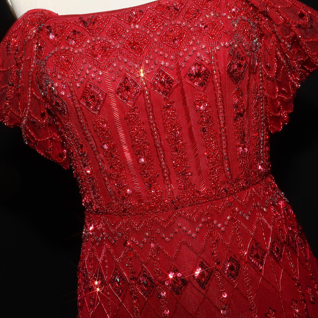 Luxury Beaded Off-Shoulder Mermaid Evening Dress SS291