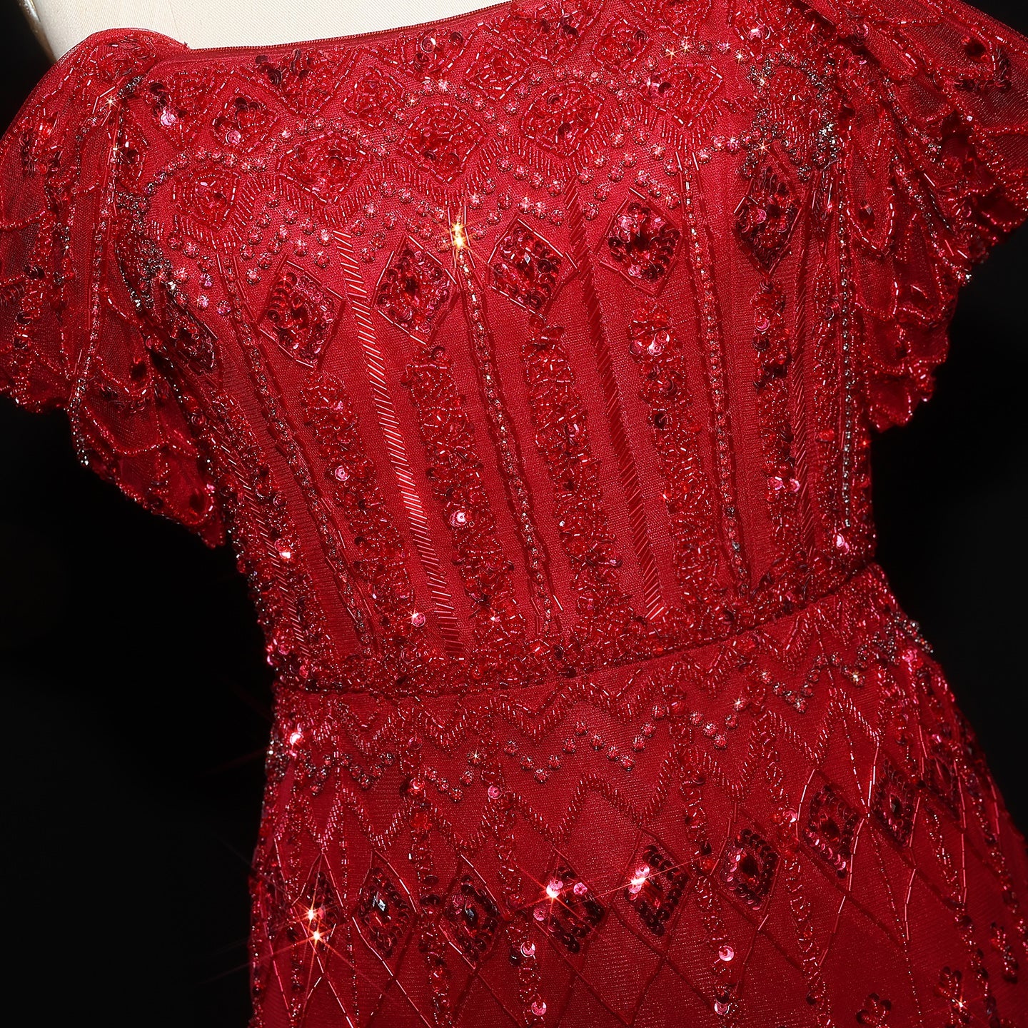 Luxury Beaded Off-Shoulder Mermaid Evening Dress SS291