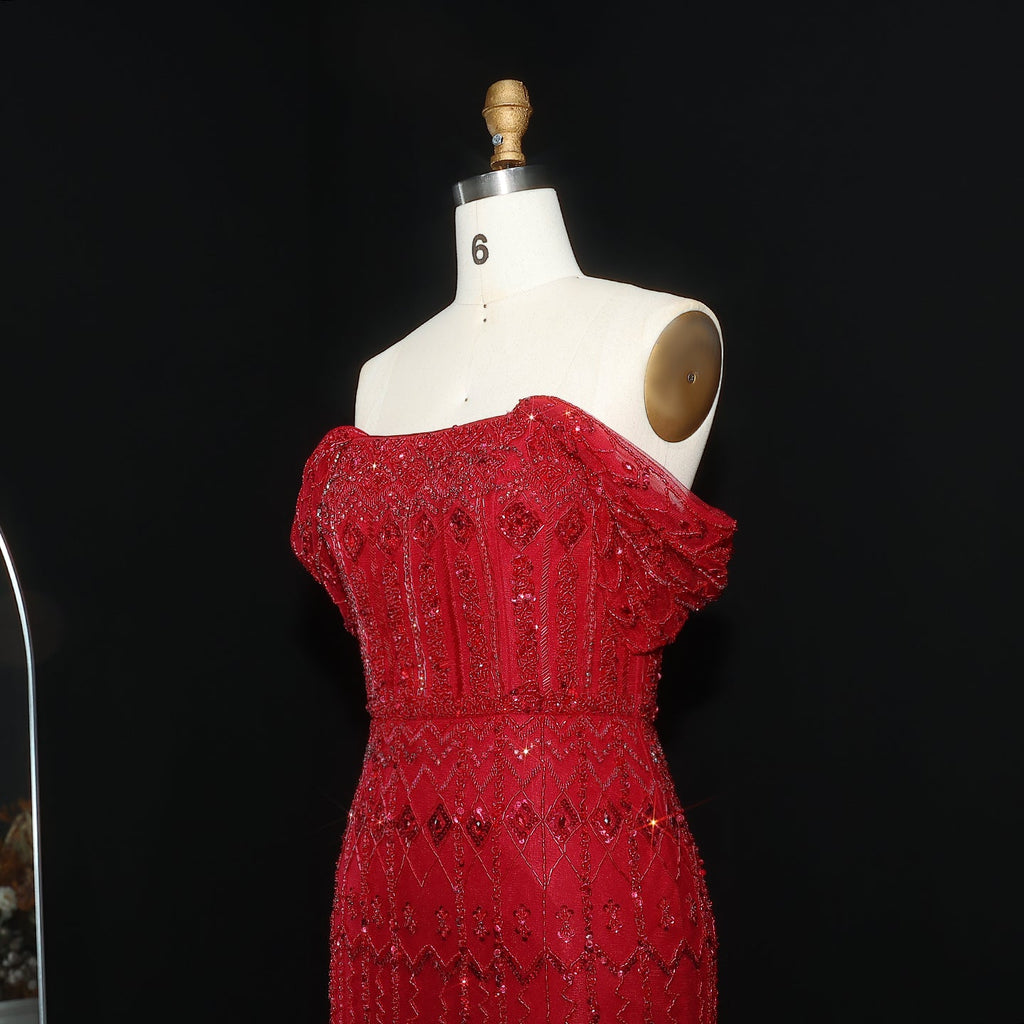 Luxury Beaded Off-Shoulder Mermaid Evening Dress SS291