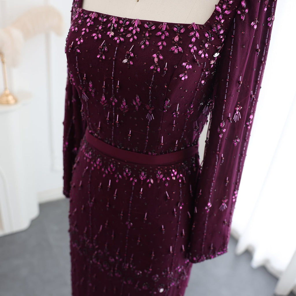 Luxury Feathers Gray Mermaid Evening Dress with Cape SS279