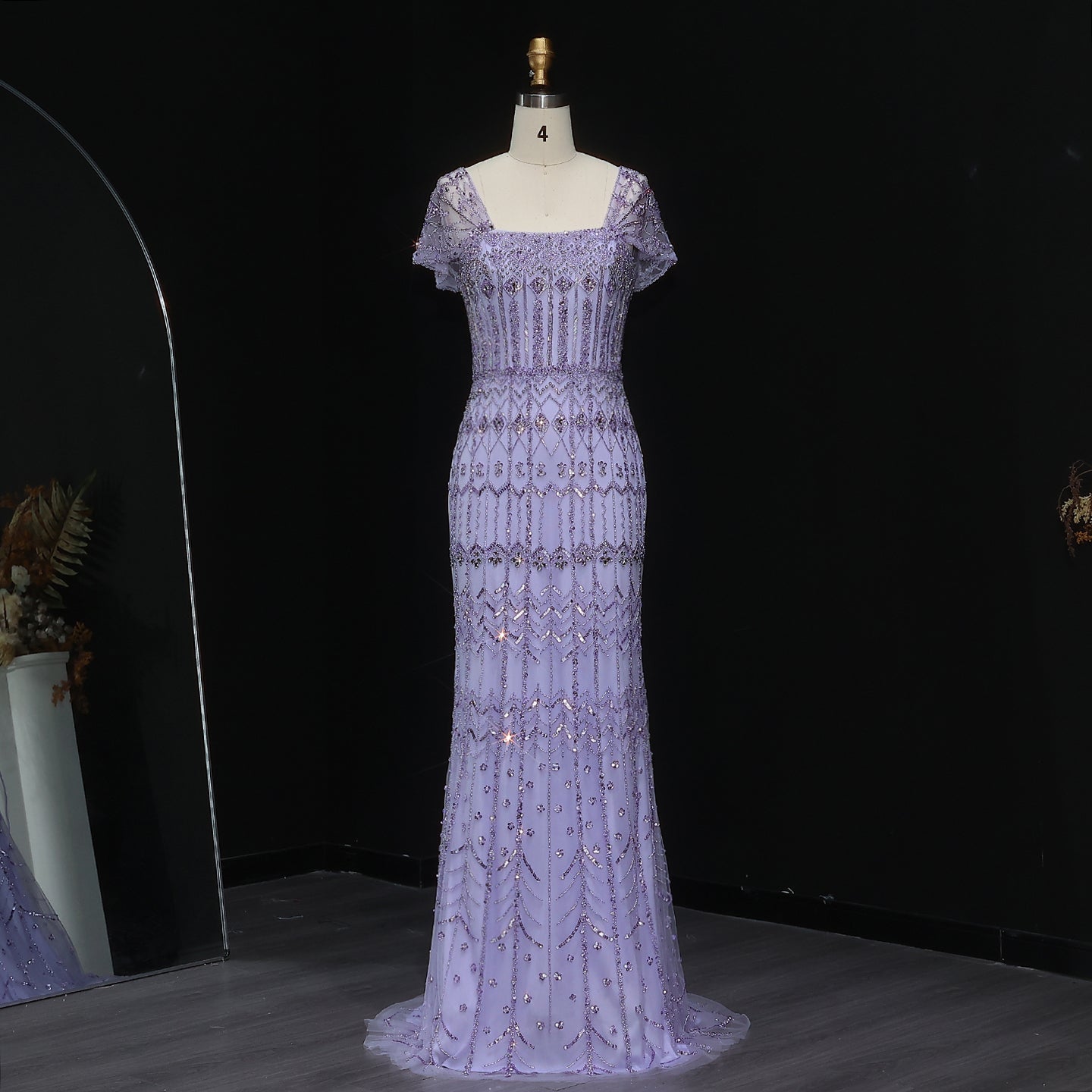 Luxury Beaded Off-Shoulder Mermaid Evening Dress SS291