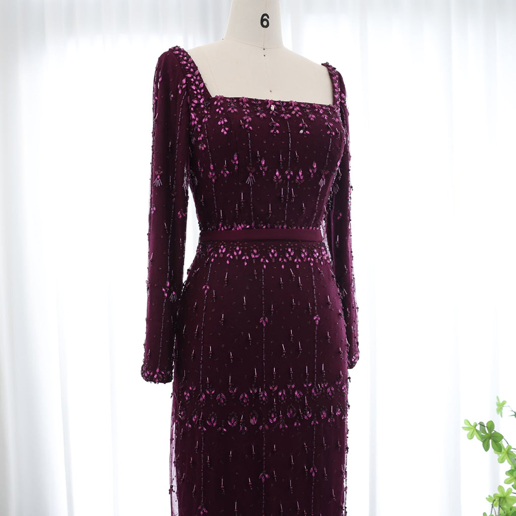 Luxury Feathers Gray Mermaid Evening Dress with Cape SS279