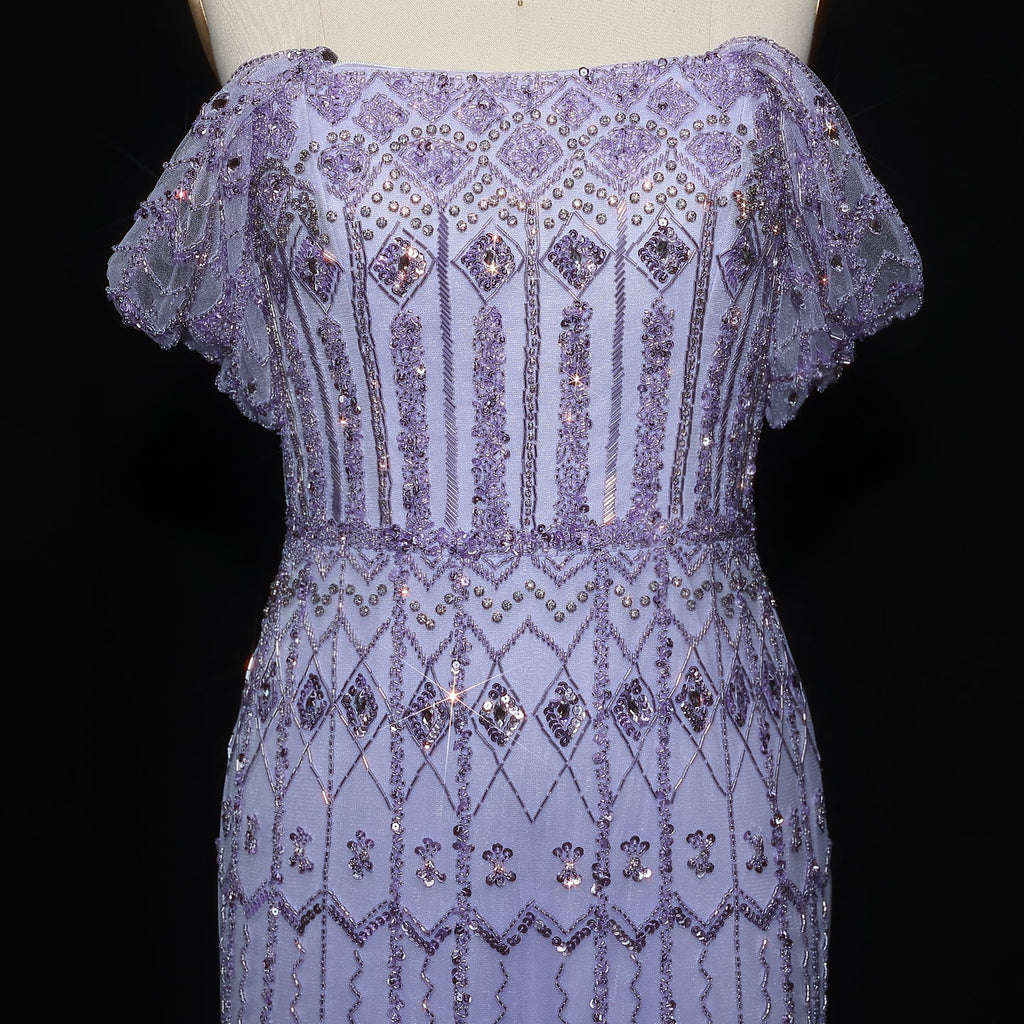 Luxury Beaded Off-Shoulder Mermaid Evening Dress SS291