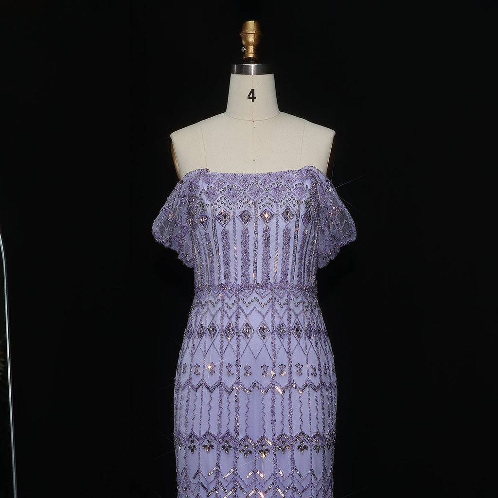 Luxury Beaded Off-Shoulder Mermaid Evening Dress SS291