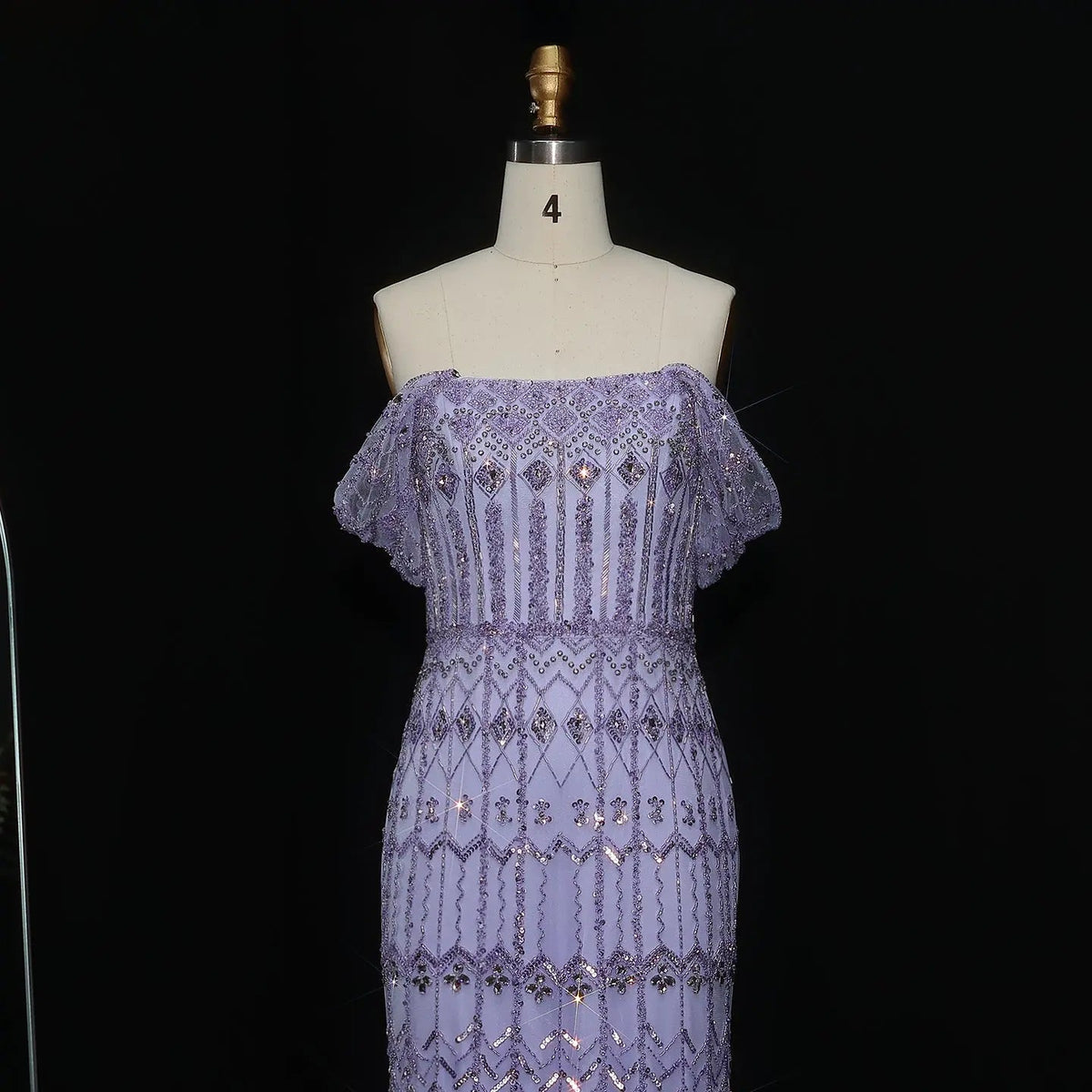 Luxury White Beaded Short Sleeves Evening Dress SS291