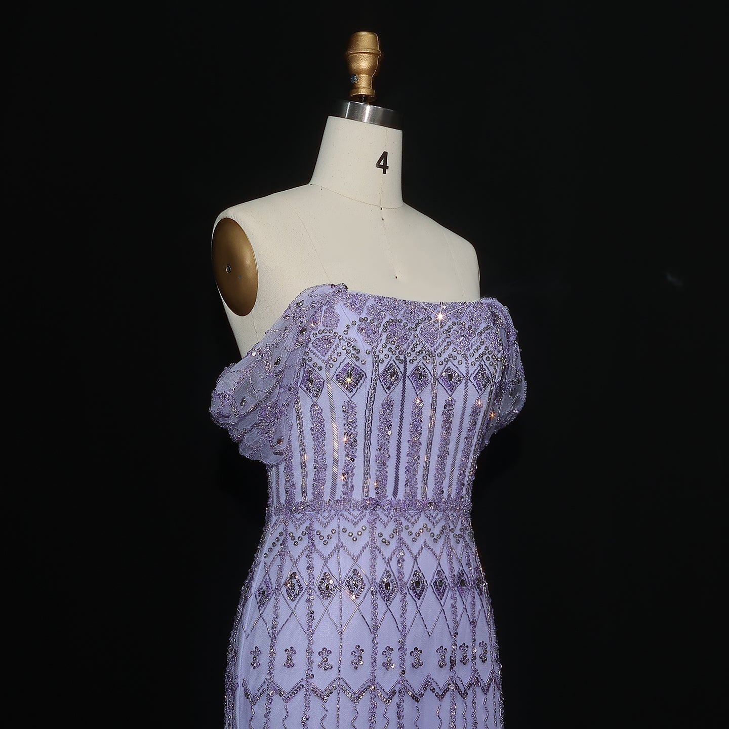 Luxury Beaded Off-Shoulder Mermaid Evening Dress SS291