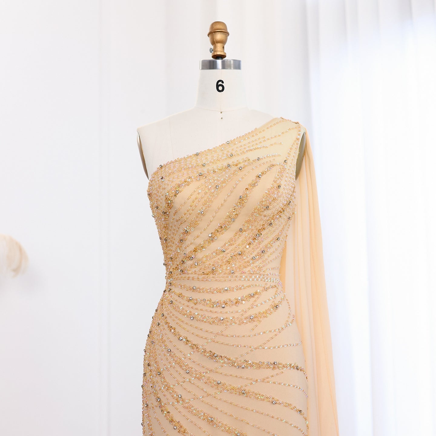 Luxury Feathers Turquoise One Shoulder Mermaid Evening Dress SS498