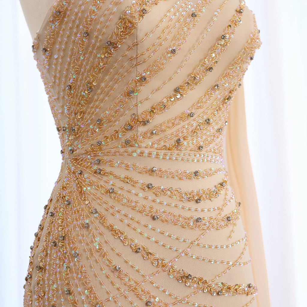 Luxury Feathers Turquoise One Shoulder Mermaid Evening Dress SS498