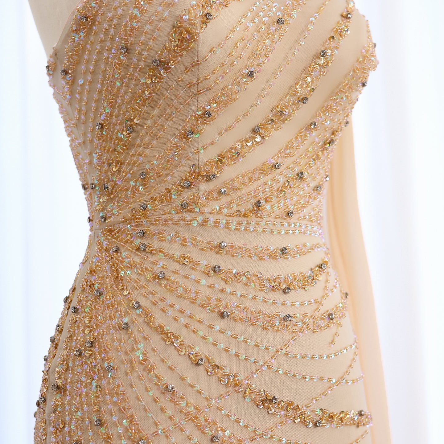Luxury Feathers Turquoise One Shoulder Mermaid Evening Dress SS498