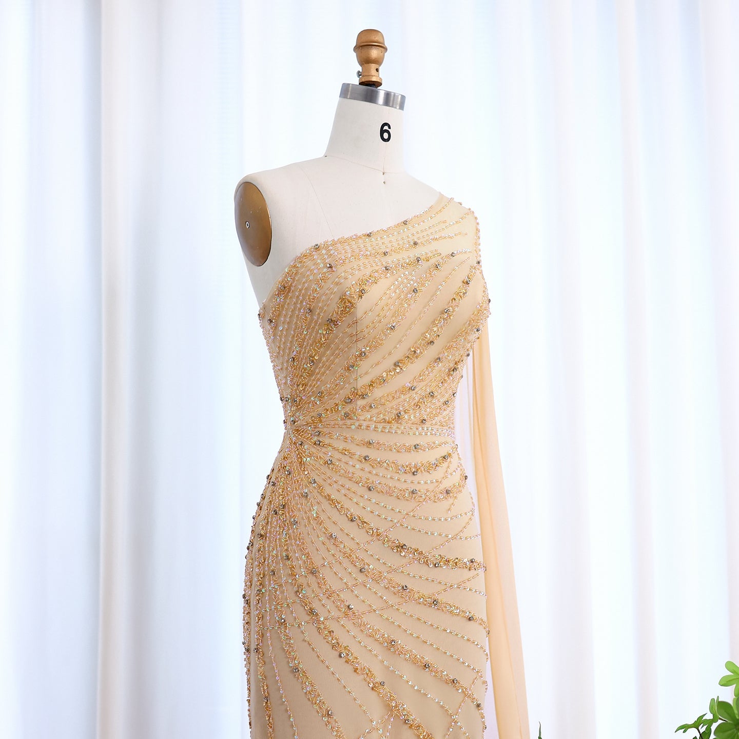 Luxury Feathers Turquoise One Shoulder Mermaid Evening Dress SS498