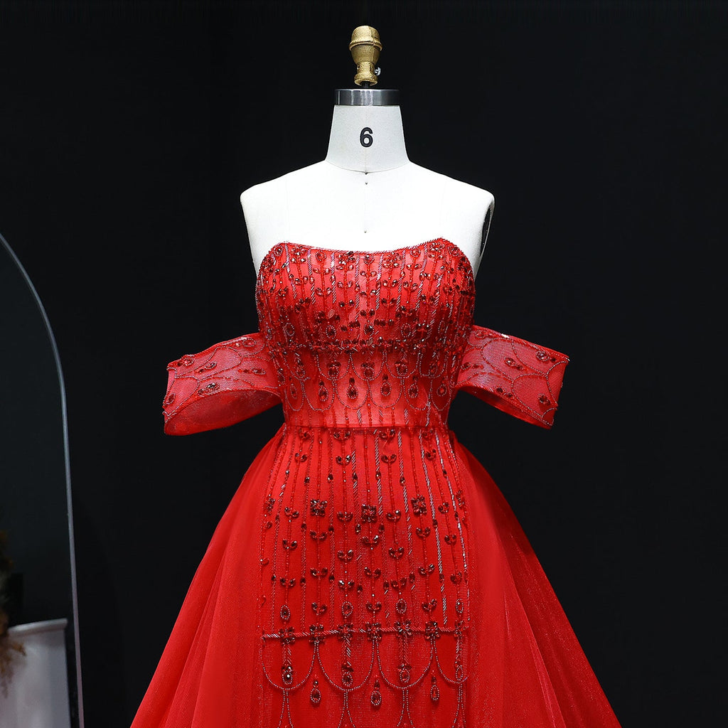 Luxury Champagne Mermaid Evening Dress with Overskirt SS168