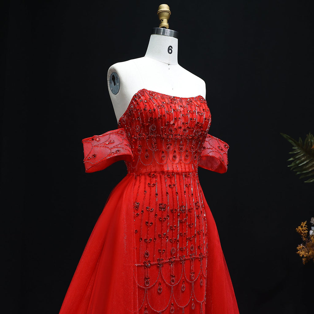 Luxury Champagne Mermaid Evening Dress with Overskirt SS168