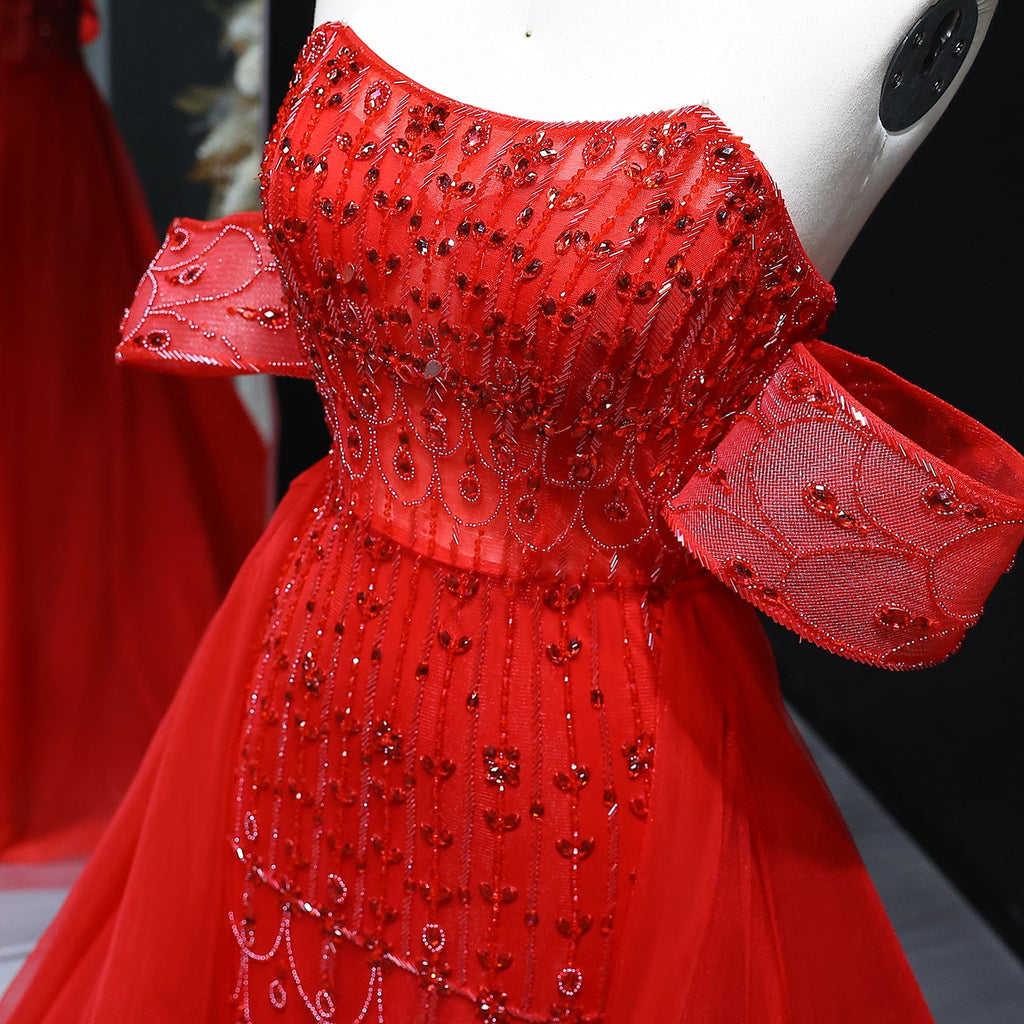 Luxury Champagne Mermaid Evening Dress with Overskirt SS168