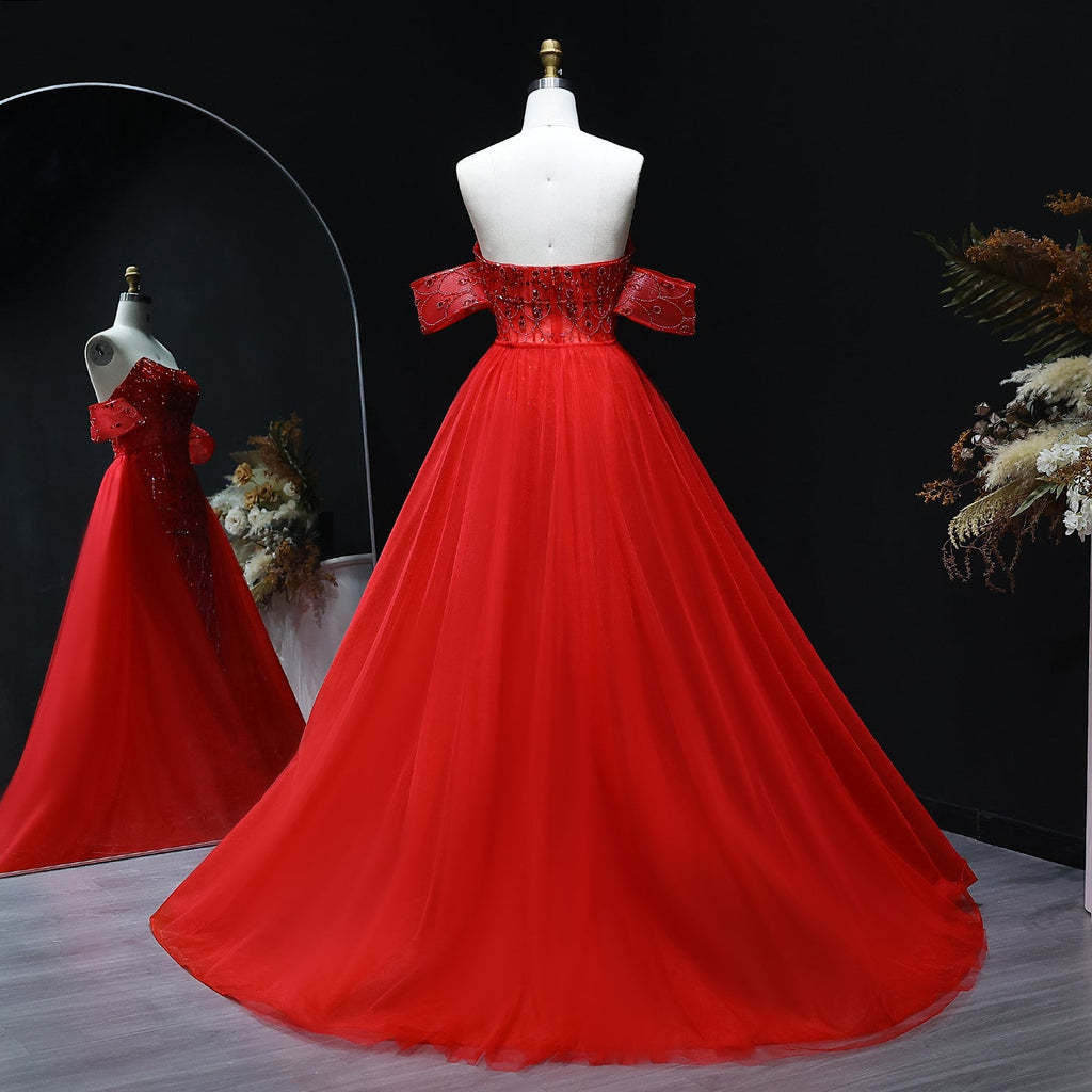 Luxury Champagne Mermaid Evening Dress with Overskirt SS168
