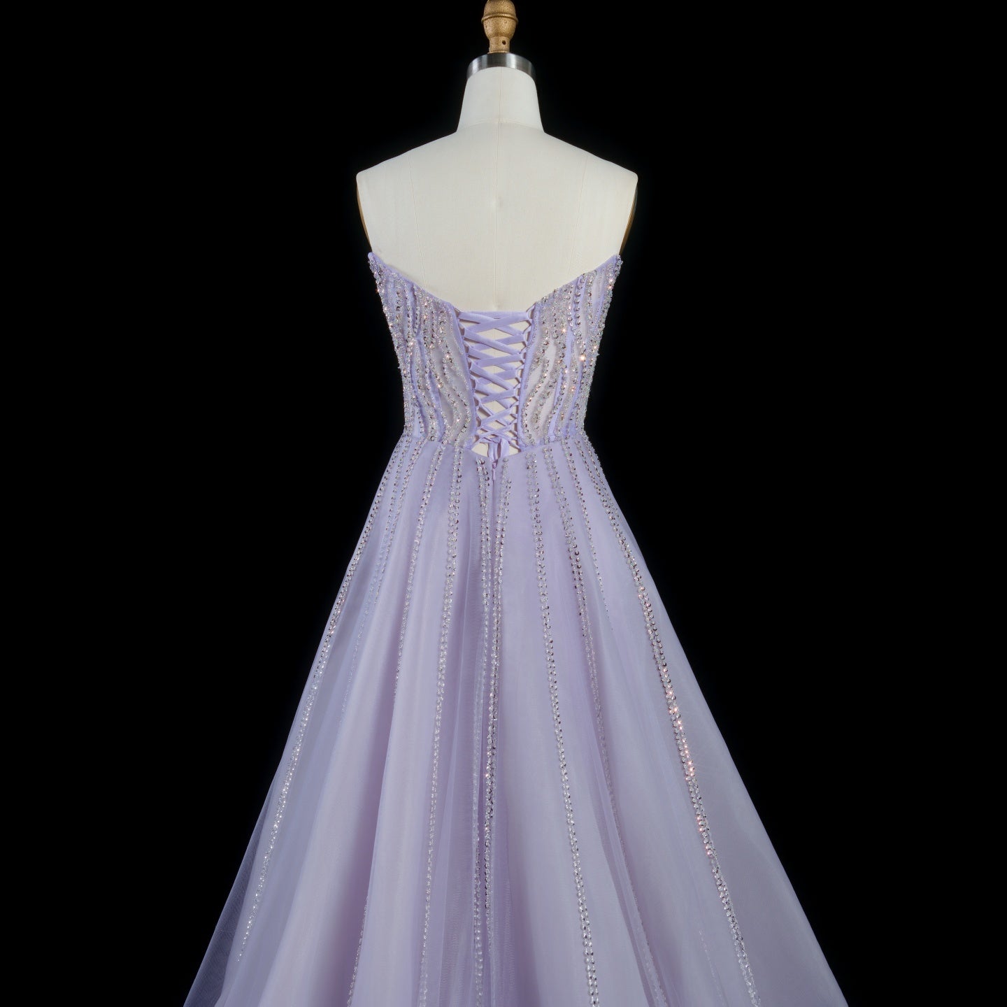 Luxury Beaded Lilac A-Line Strapless Evening Dress SS247