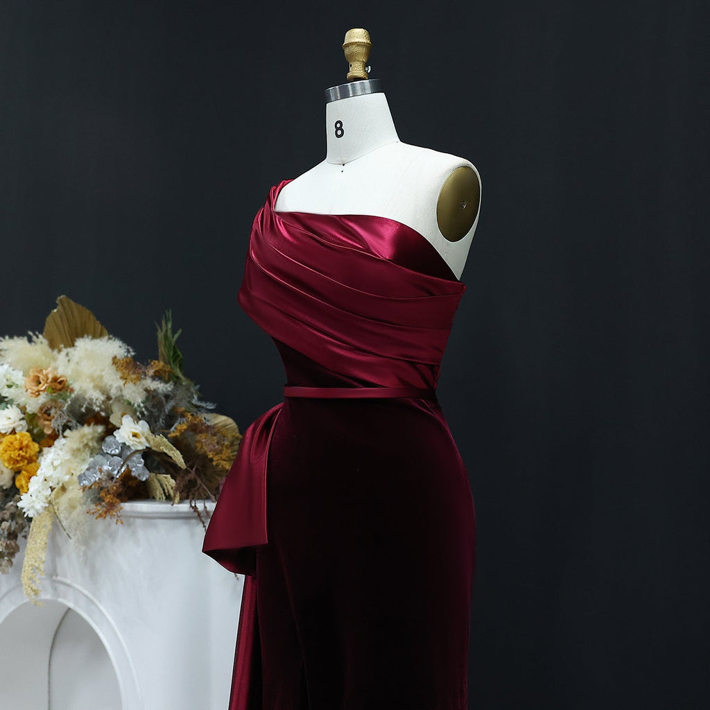 Elegant Dark Blue One Shoulder Evening Dress SF369