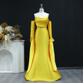 Elegant Gold Long Sleeves Mermaid Satin Evening Dress SF100