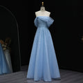 Elegant Beaded Sky Blue A-Line Evening Dress SS510