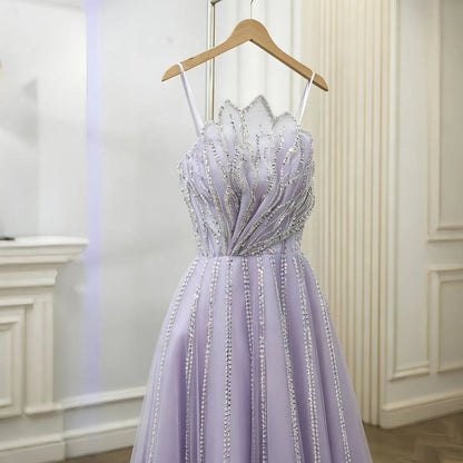 Luxury Beaded Lilac Scalloped Evening Dress SS247