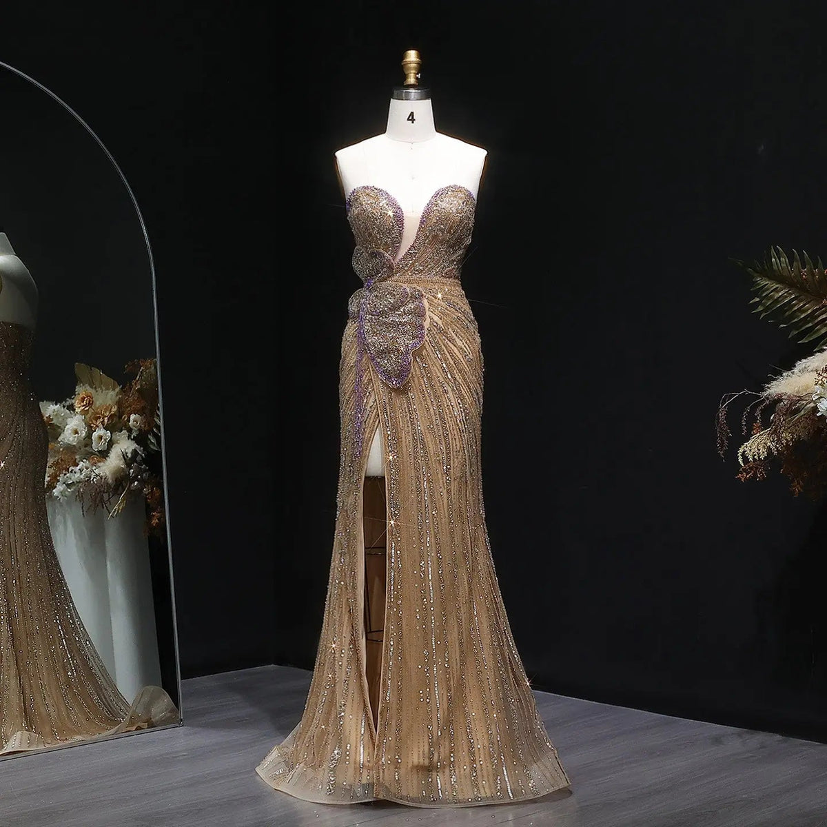 Luxury Beaded Sweetheart Pink Evening Dress SS267