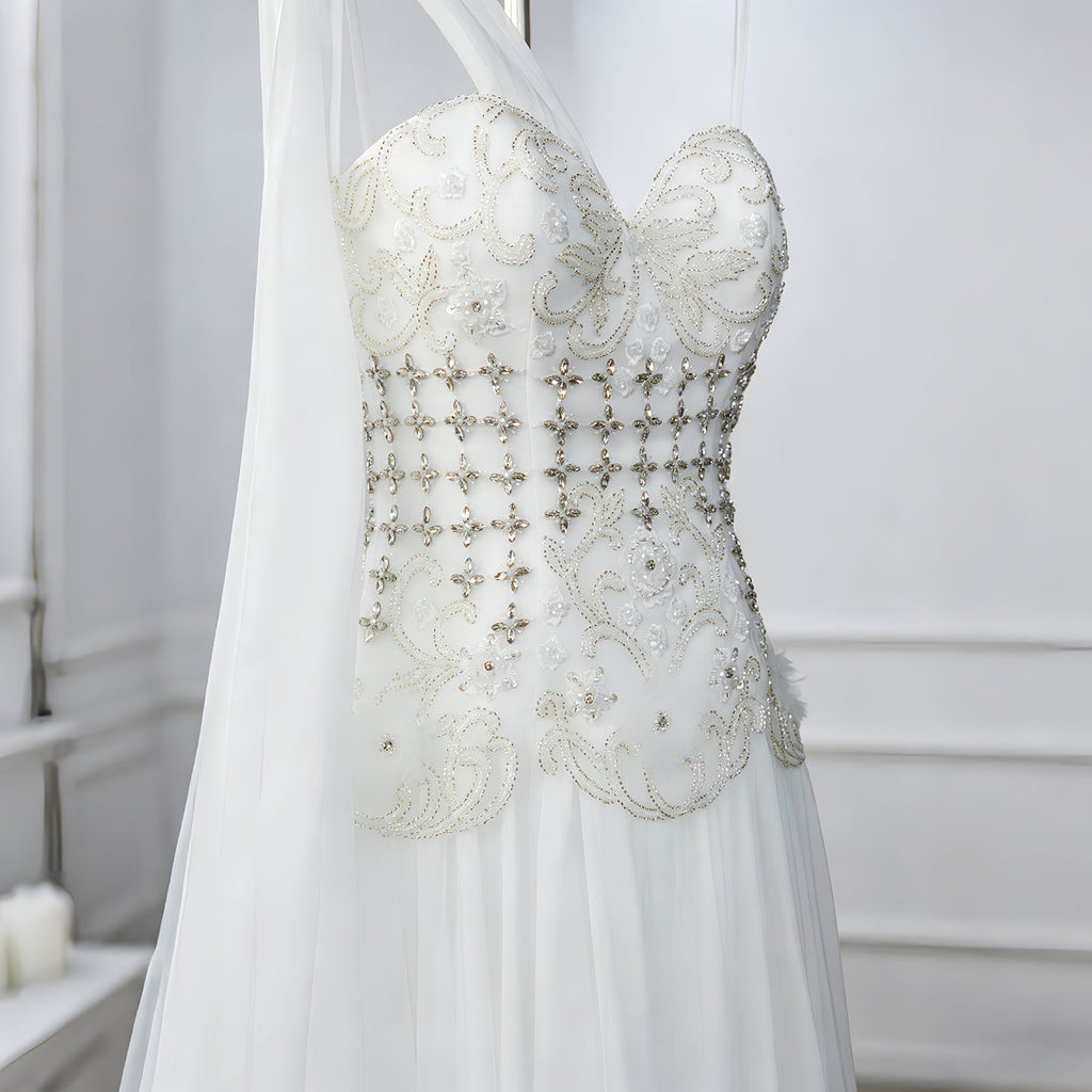 Elegant Blush Pink 3D Floral Beaded One-Shoulder Cape Evening Dress SS285