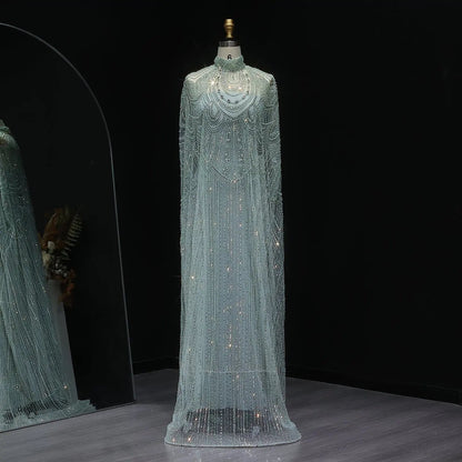 Luxury Nude Beaded High Neck 2 pieces Evening Dress SS780