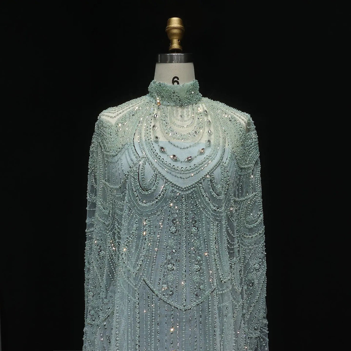 Luxury Nude Beaded High Neck 2 pieces Evening Dress SS780