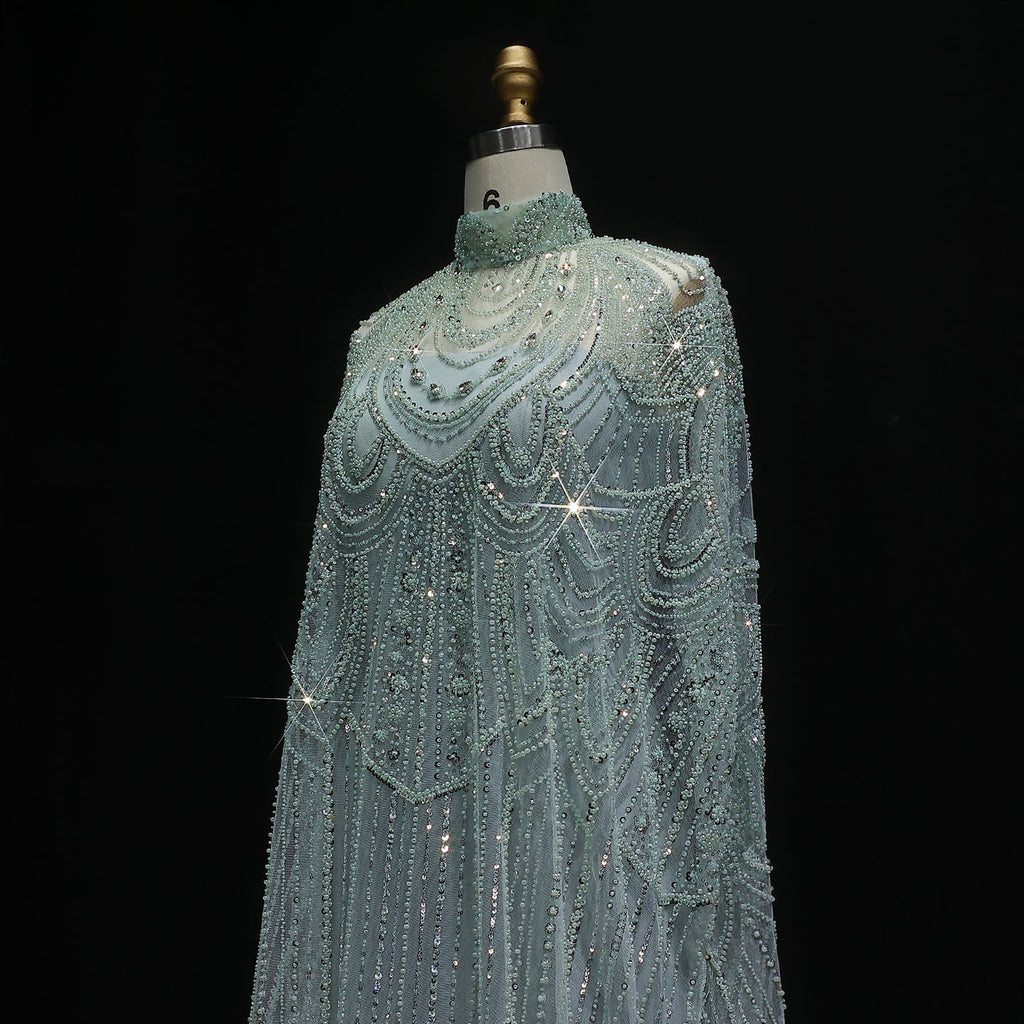 Luxury Nude Beaded High Neck 2 pieces Evening Dress SS780