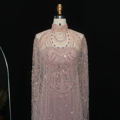 Luxury Nude Beaded High Neck 2 pieces Evening Dress SS780