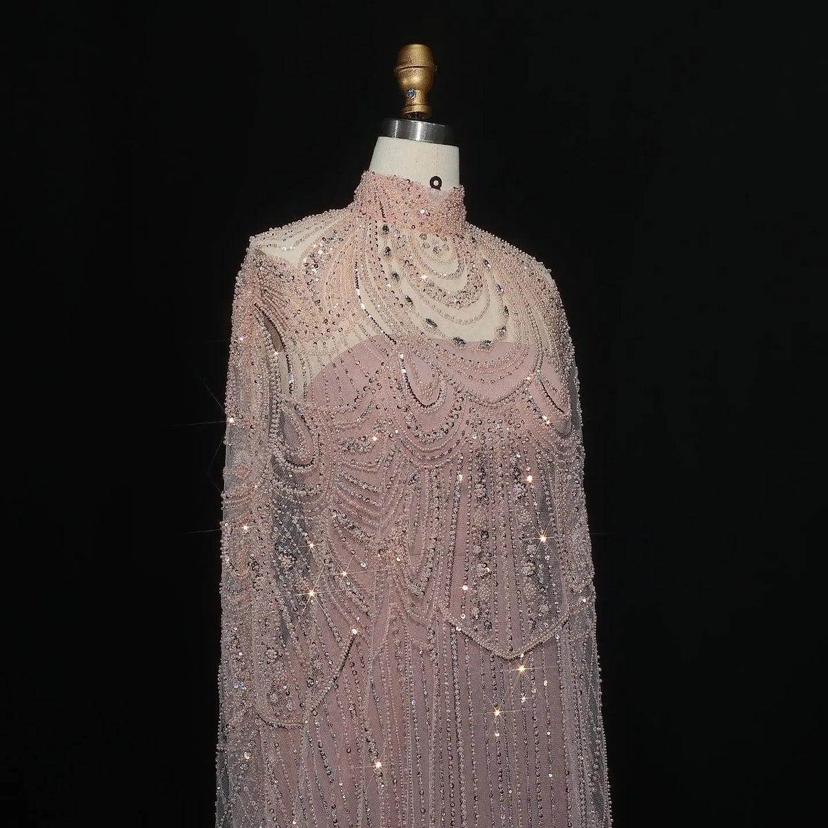 Luxury Nude Beaded High Neck 2 pieces Evening Dress SS780