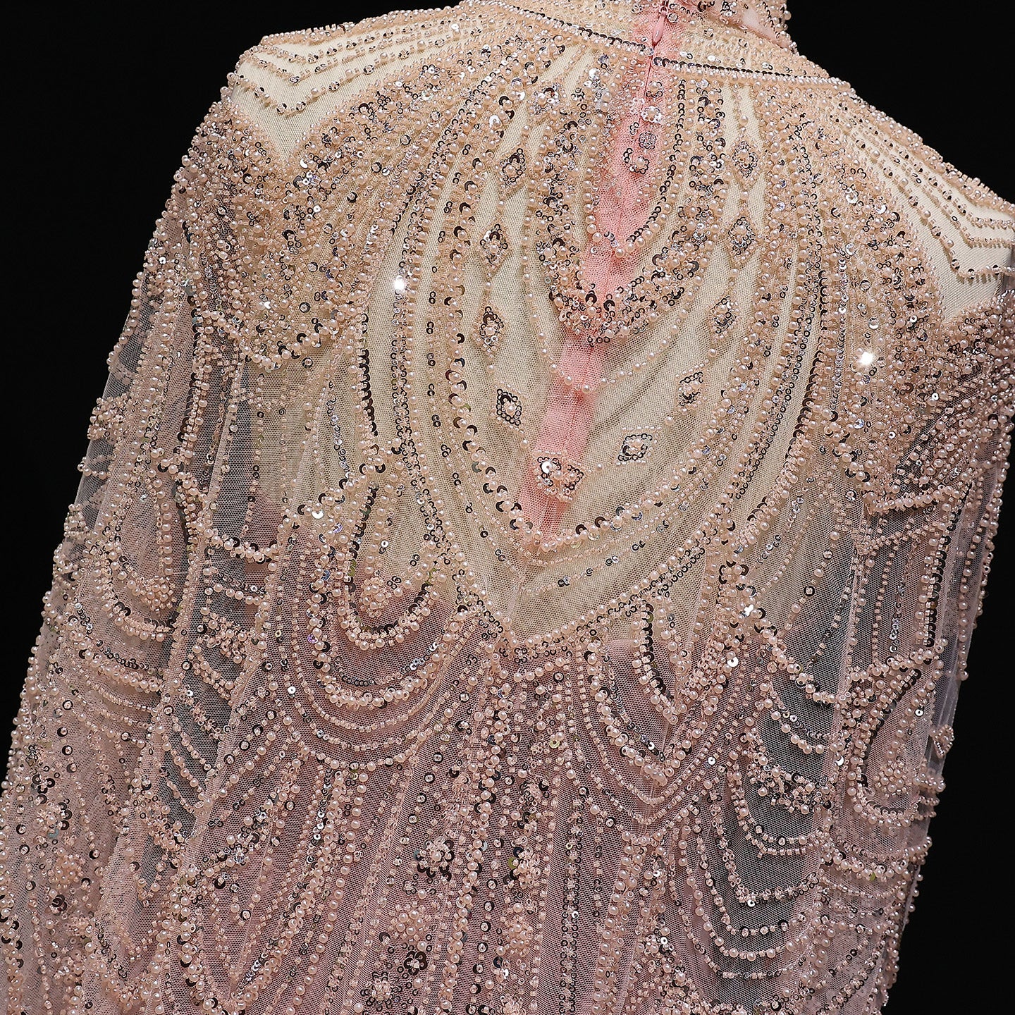 Luxury Nude Beaded High Neck 2 pieces Evening Dress SS780