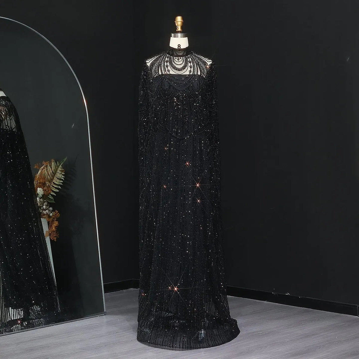 Luxury Nude Beaded High Neck 2 pieces Evening Dress SS780